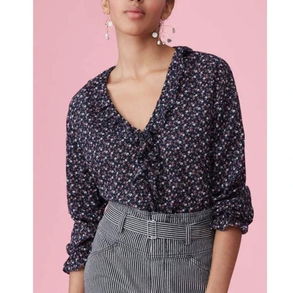 Rebecca Taylor La Vie Nadia Fleur 100% Cotton Ditsy Floral Top S